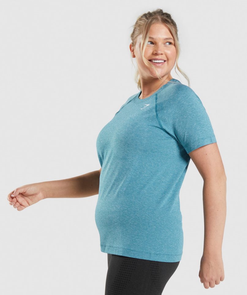 Women's Gymshark Vital Seamless 2.0 Light T-Shirts Turquoise | NZ 7GMCLE